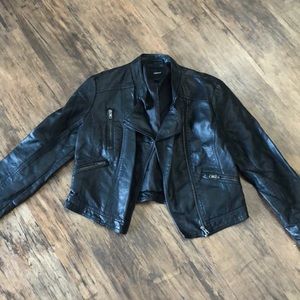 Crop Black Faux Leather Jacket